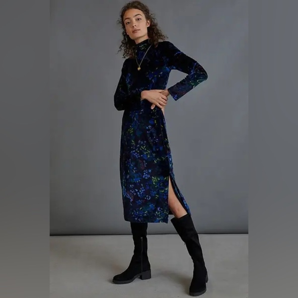 Maeve Constance Velvet Midi Dress size XS